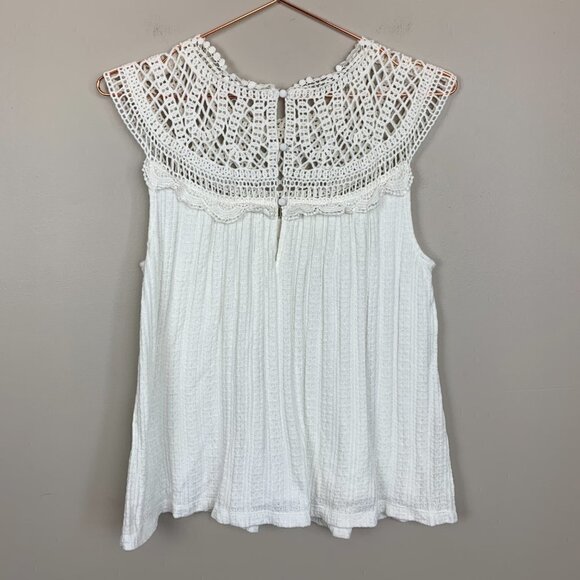 Maeve by Anthropologie Lace and Waffle Knit Seeveless Top Medium - Picture 4 of 9